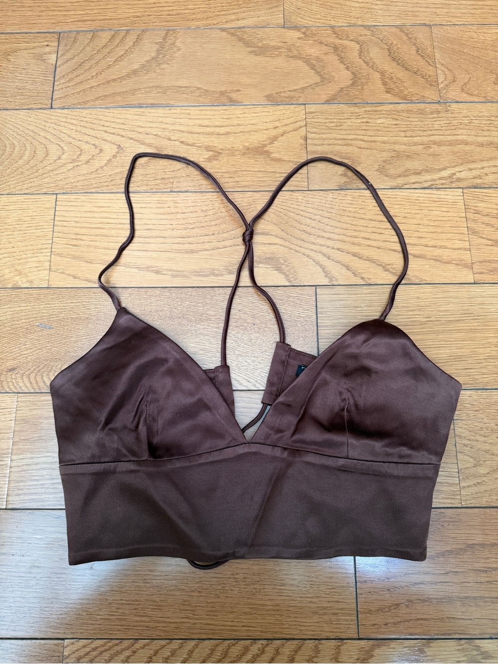 Zara Brown Satin Crop top